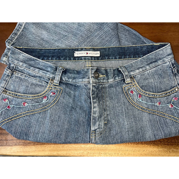 Tommy Hilfiger Vintage denim capris with sequin pocket embellishments size 12 - Picture 5 of 6